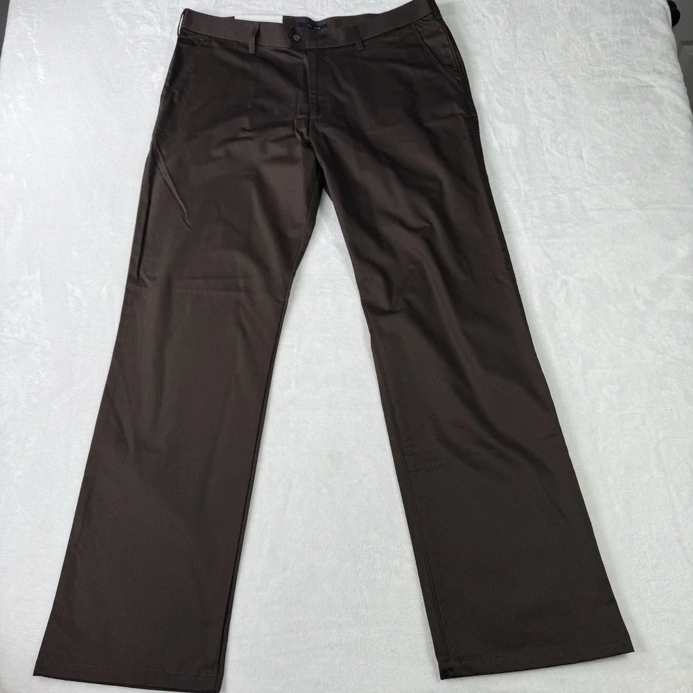 Peter England Dress Pants 38x33 Brown Modal Woven Trousers NWT